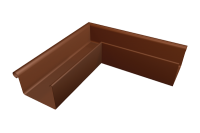 Угол прямоугольного желоба 333 мм для квадратного водостока, внешний, алюминий, Коричневый, Prefa