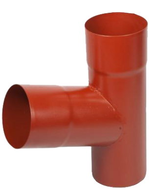 Детальное фото тройник трубы, сталь, d-90 мм, красный, aquasystem